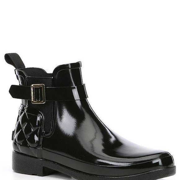 Hunter Refined Gloss Quilted Chelsea Rain Boot NIB - Picture 2 of 3